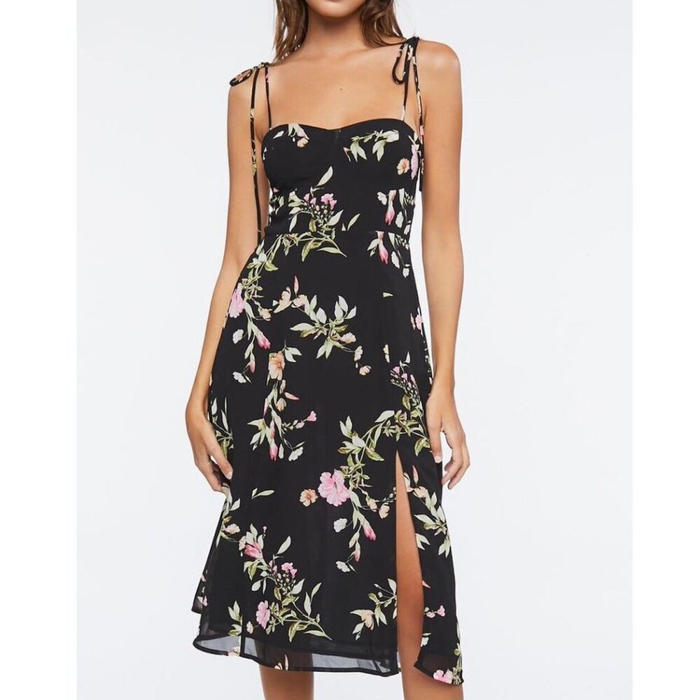 EUC Forever 21 Floral Print Sweetheart Dress Sz L